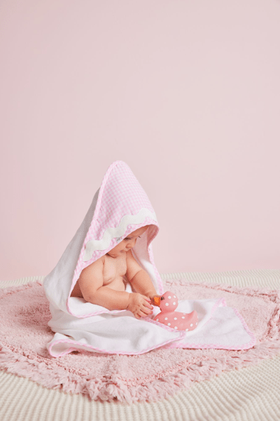 Pink Gingham Hooded Towel