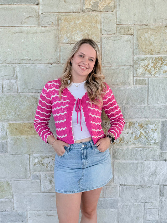 Jodey Boho Striped Crochet Cardigan