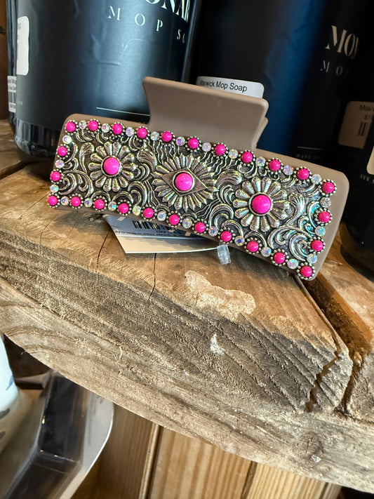 Tell Me More Pink & Silver Hair Claw Clip