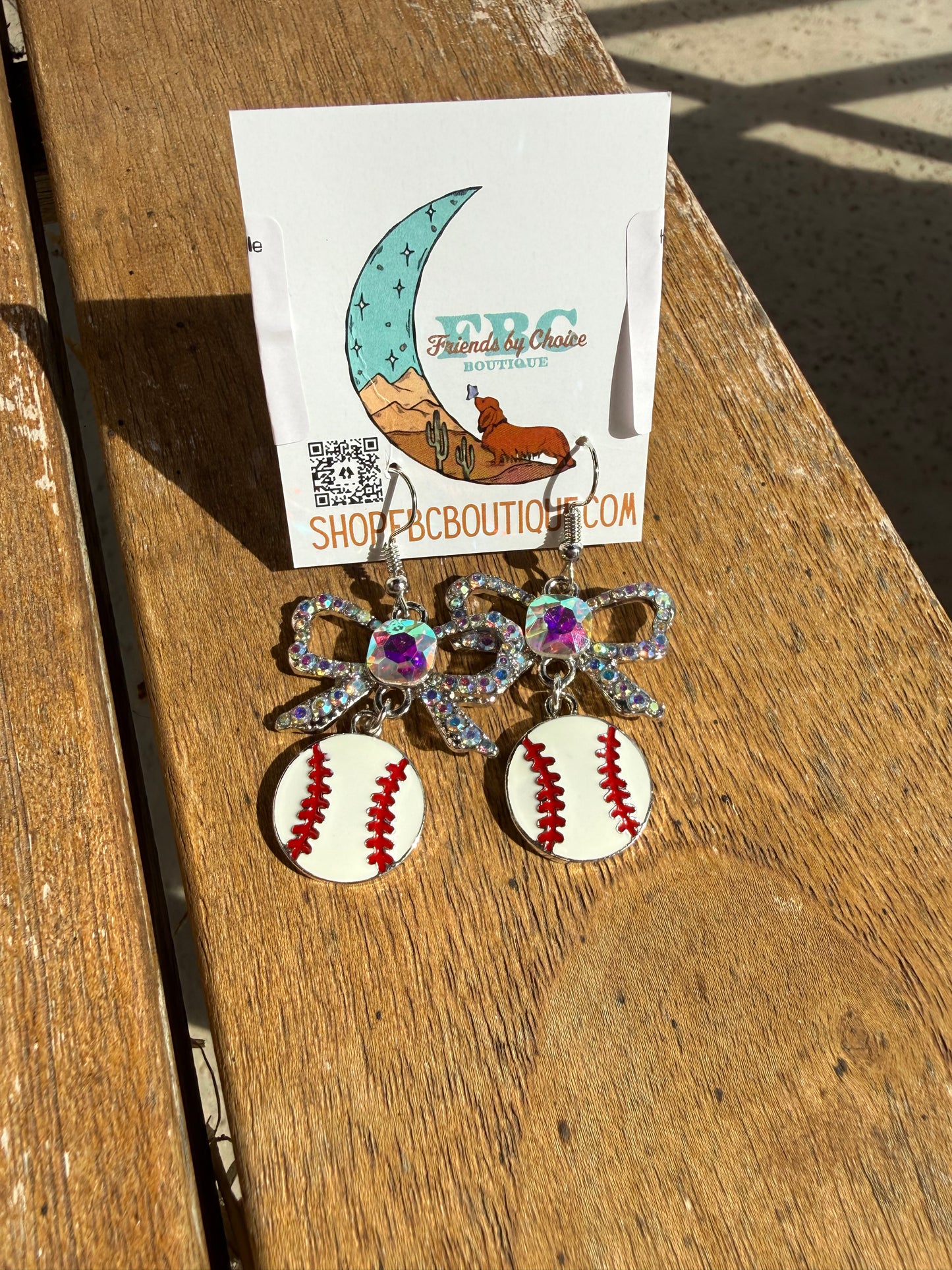 Hey Batter Batter Baseball Rhinestone Bow Dangle