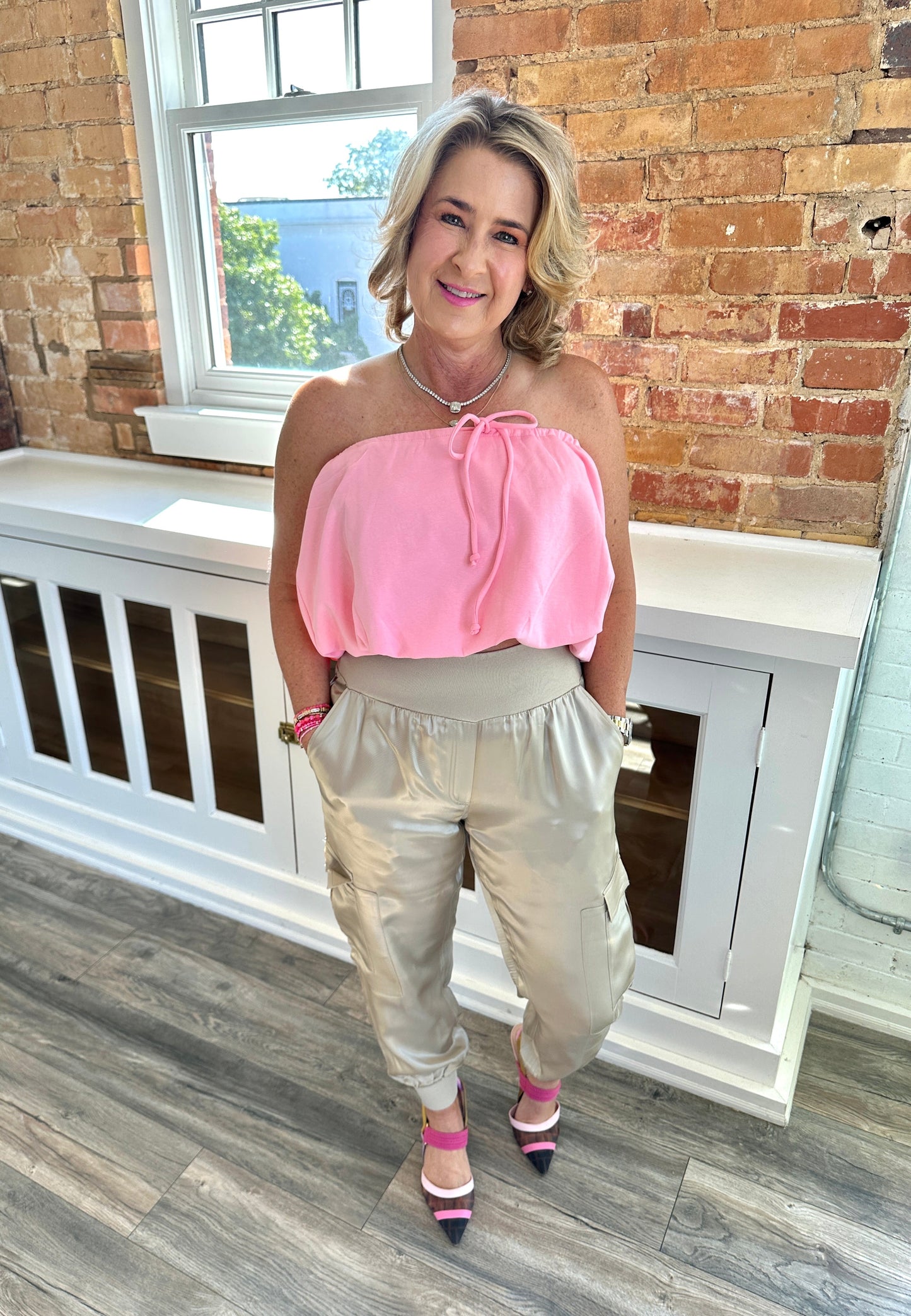 Bubble Crop Top - Pink