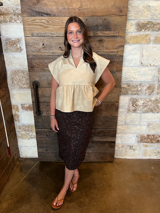 Leopard Skirt Mid Length