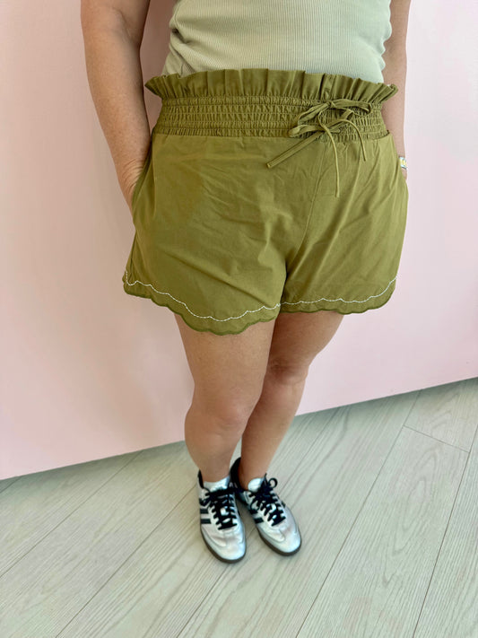 Smocked Scalloped Shorts