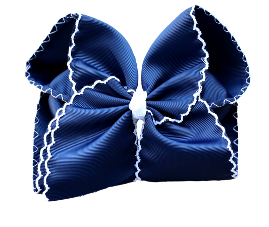Navy Moon Stitch Bow