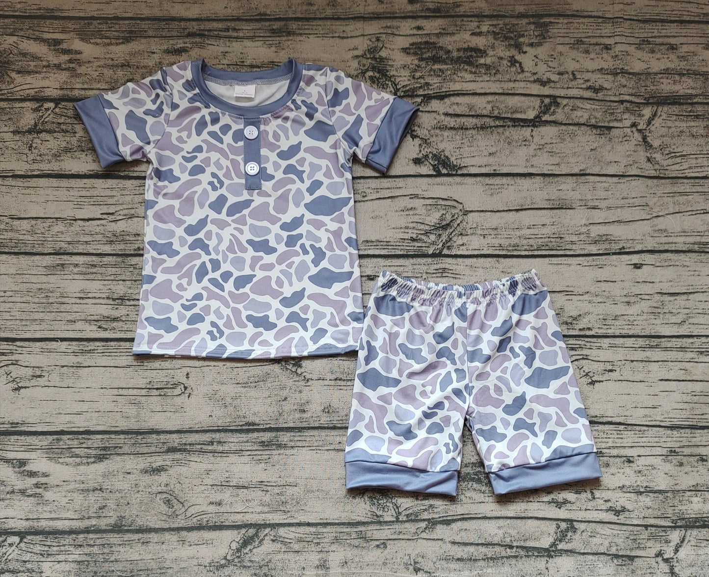 Baby Boys Camo Buttons Shirt Top Shorts Pajamas Clothes Sets: 12-18M