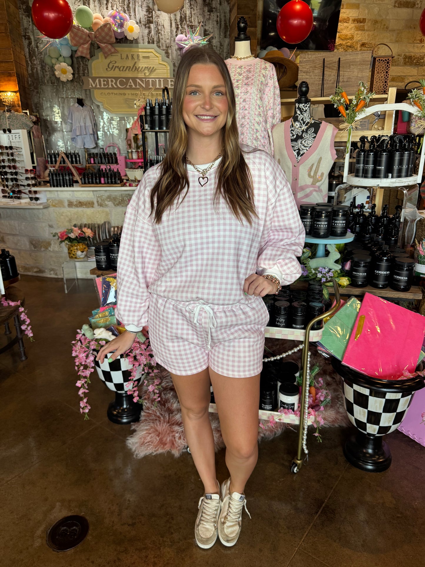 Gingham Short Set - Pink