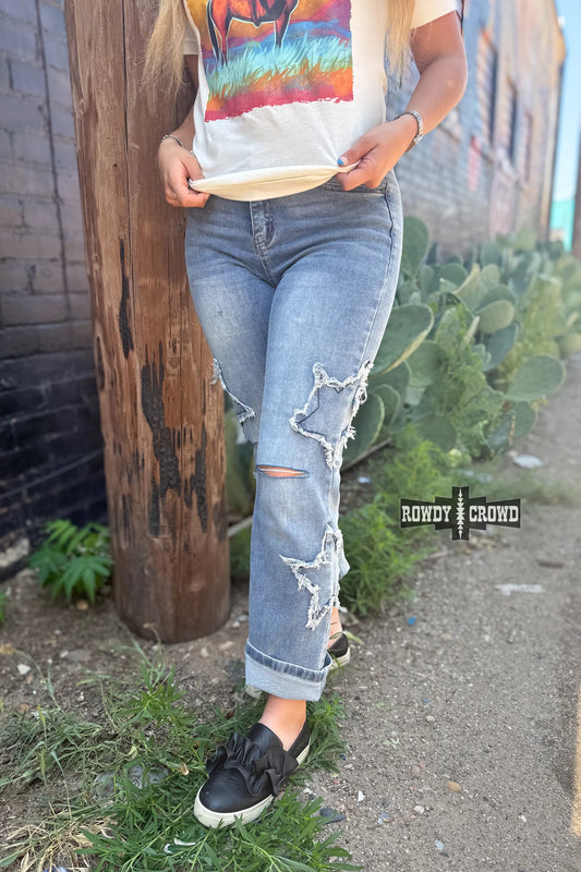 Star denim distressed Pants
