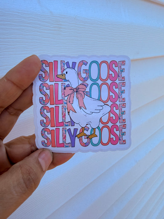 Silly Goose Pink Bow Sticker