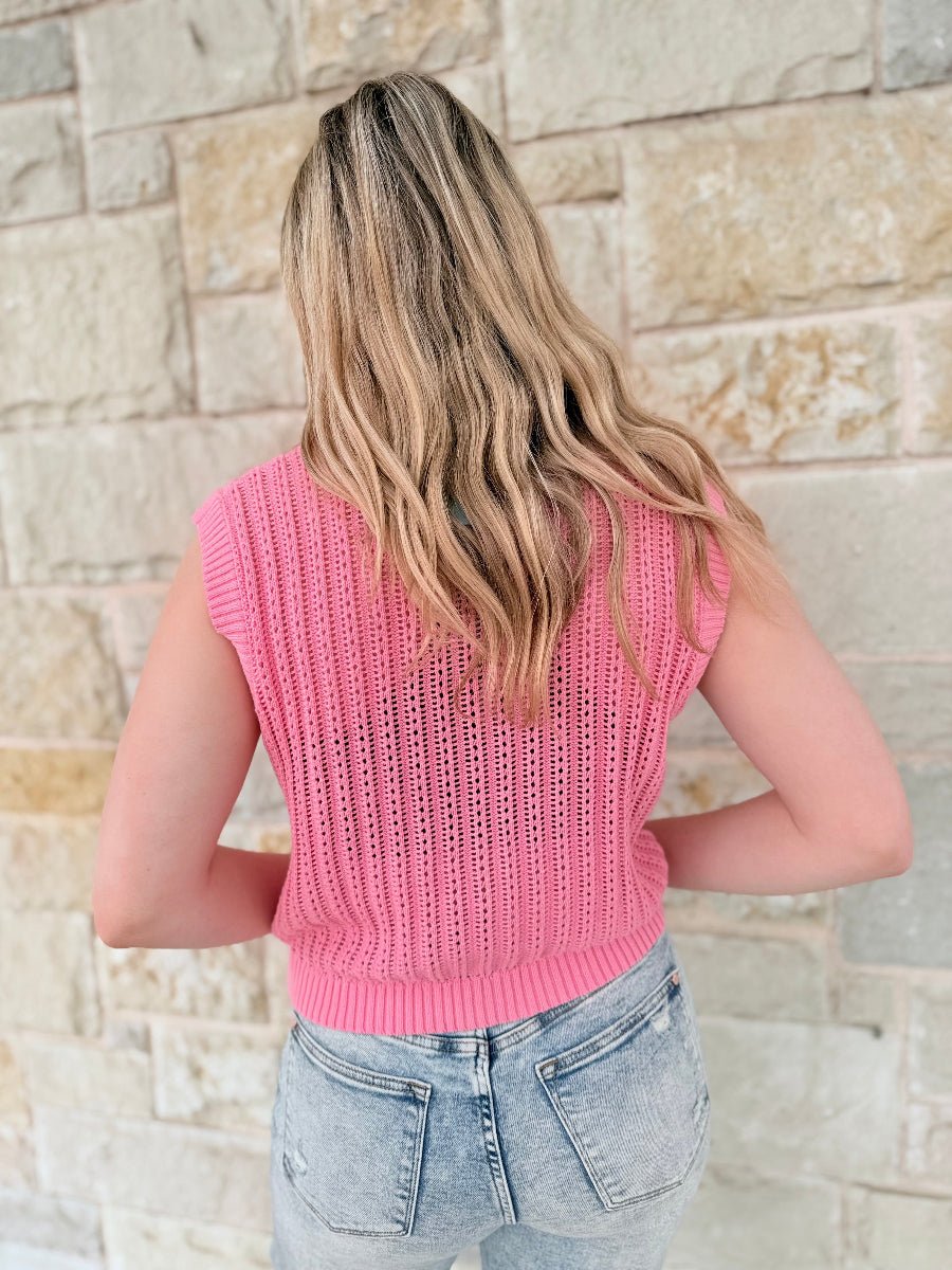 Luna Ribbed Knit Button-Front Sleeveless Top