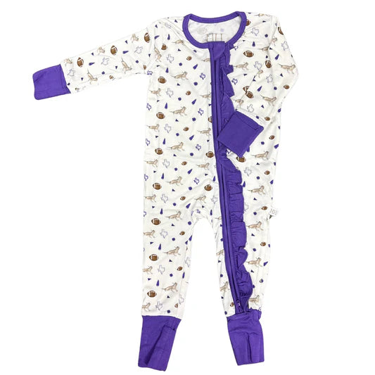Girls Ruffle Hornfrog Pom Zipper Romper