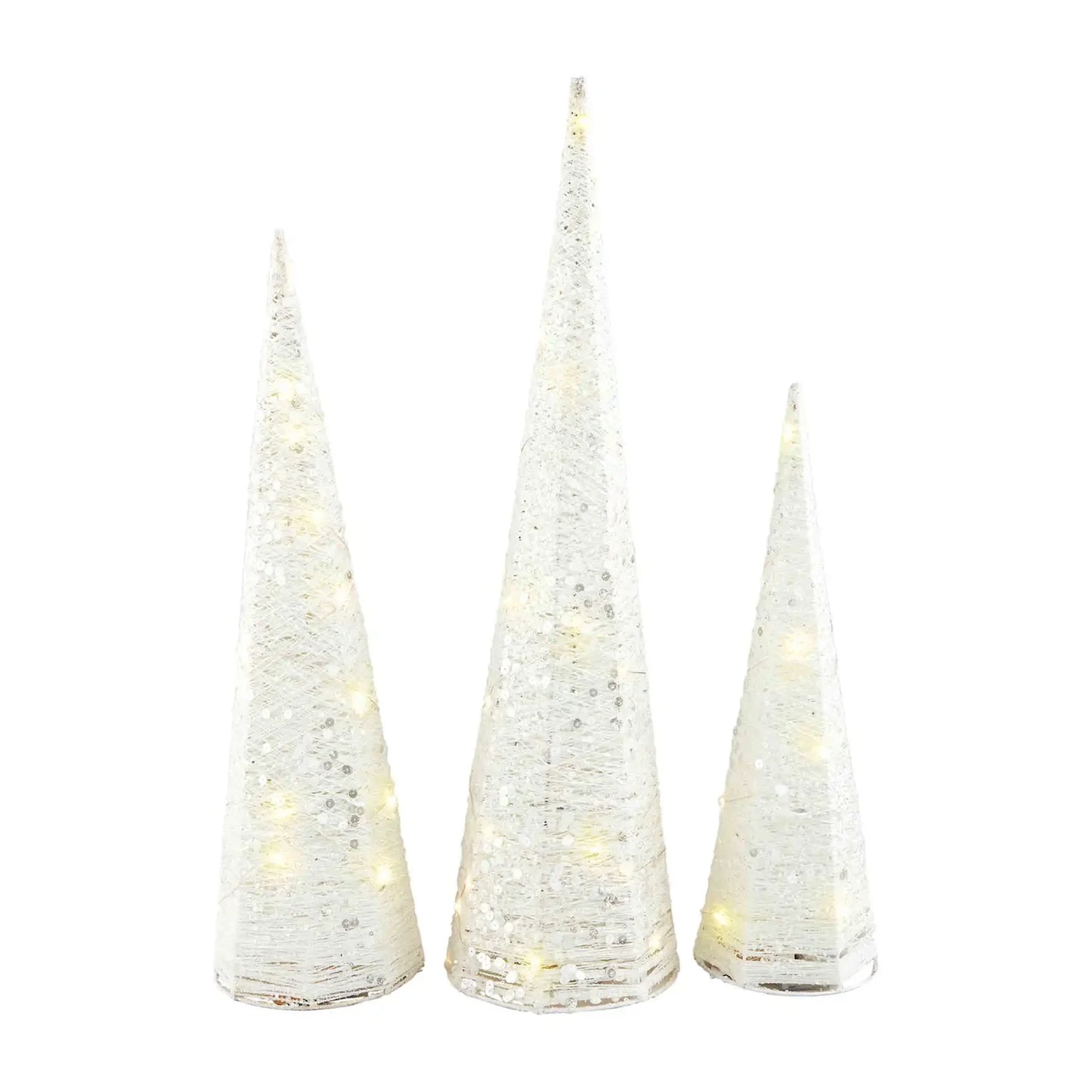 White Light Up Tree Cones