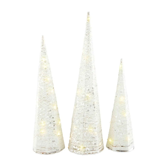 White Light Up Tree Cones