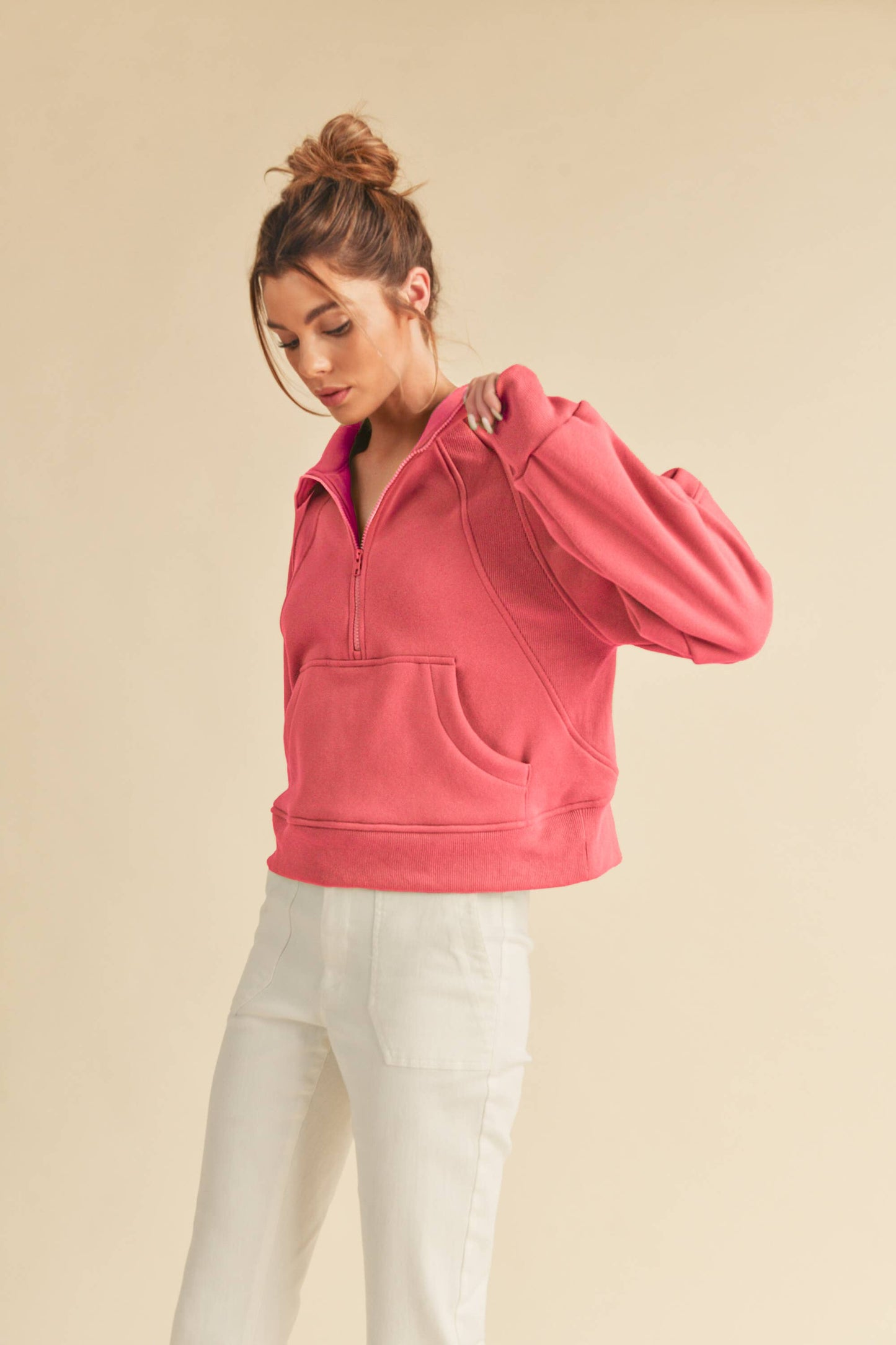 950CK Dove Funnel Neck Half Zip: S / Pullover / Lavender