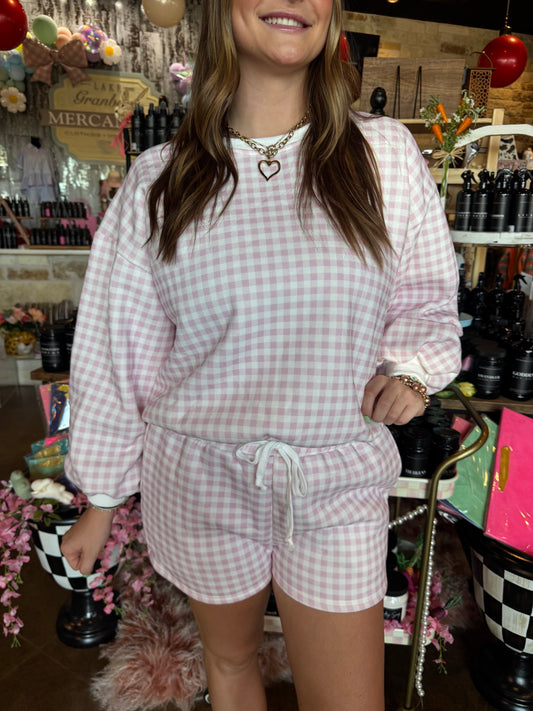 Gingham Short Set - Pink