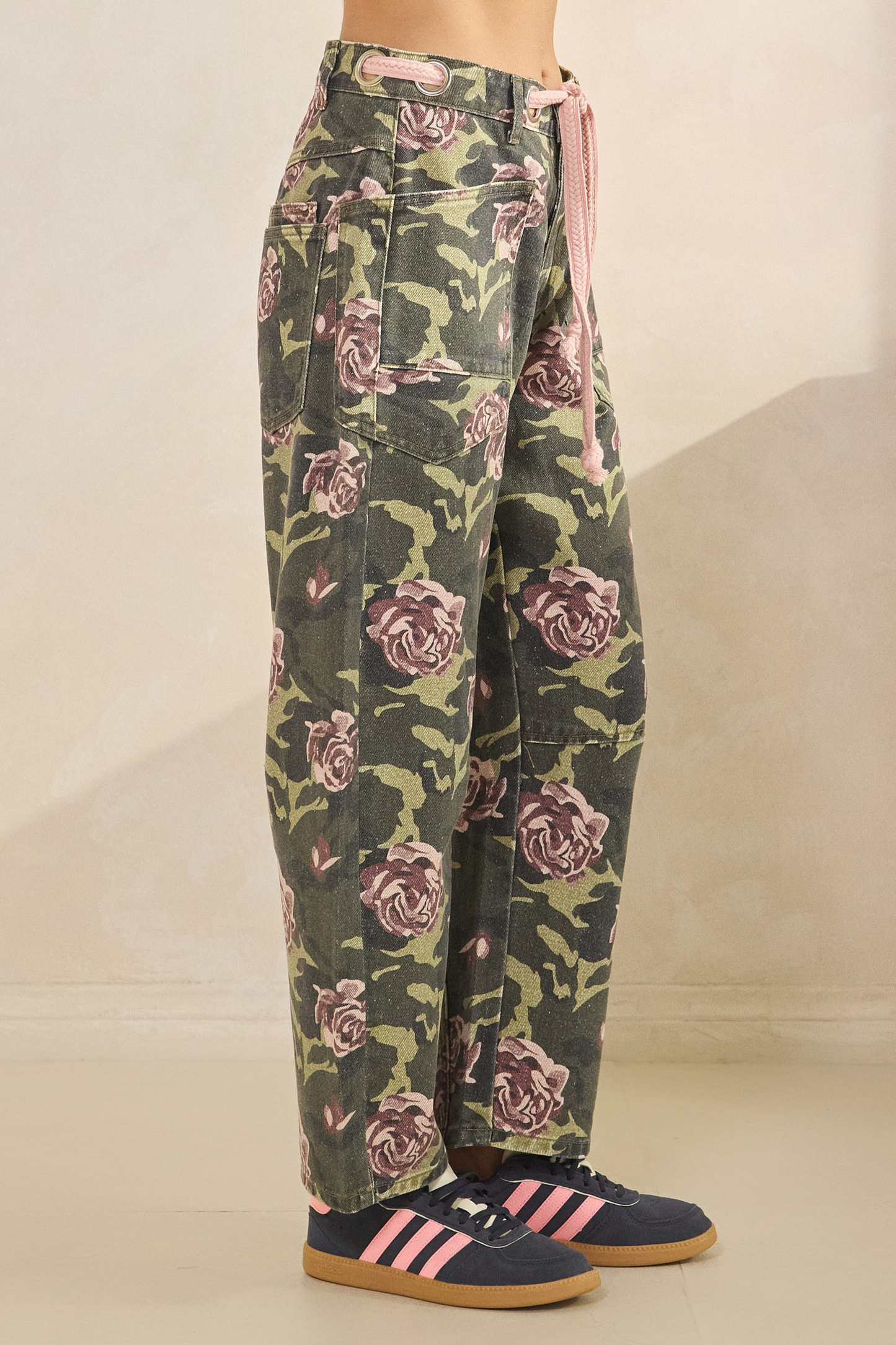 Floral Camo Barrel Jeans