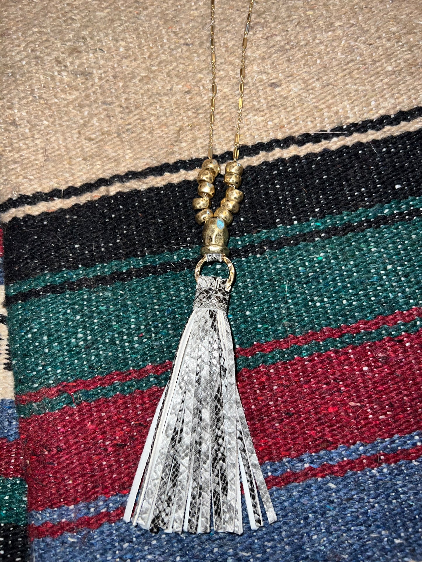 Grey Snake Tassel Necklace Set