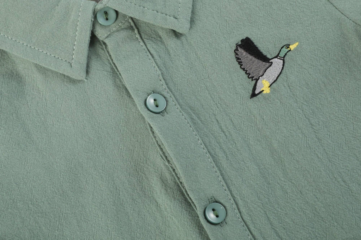 Sage Green Mallard Boys Dress Shirt: 5Y