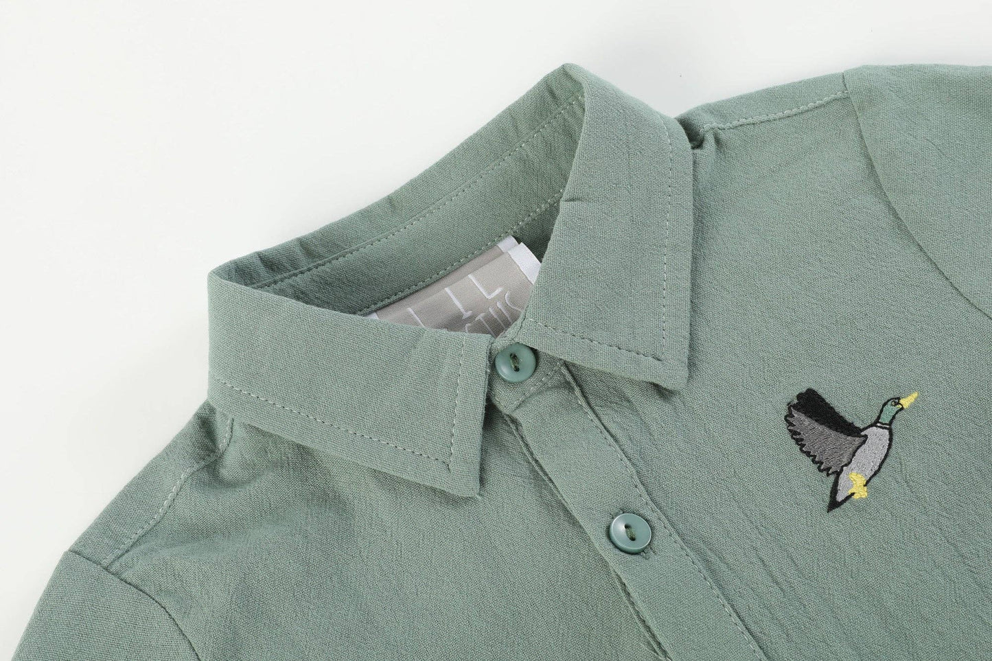 Sage Green Mallard Boys Dress Shirt: 5Y