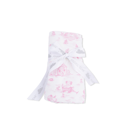 Puppy Toile Swaddle Blanket