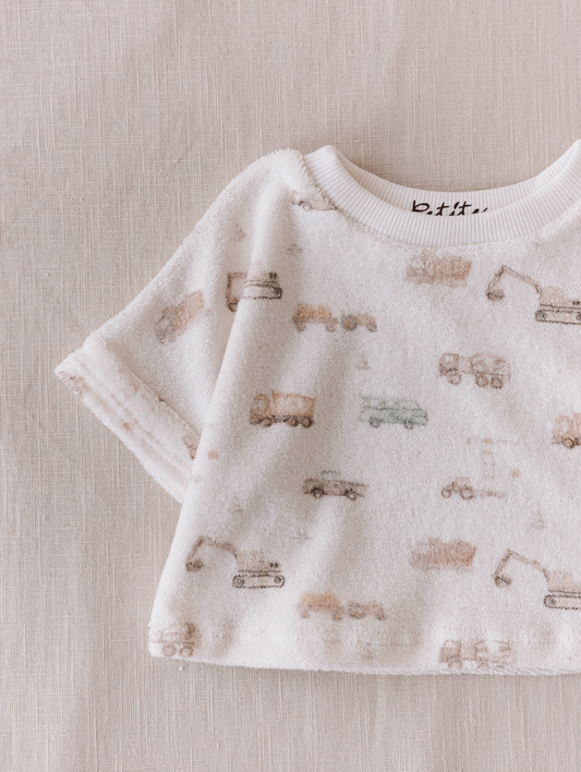 Toweling t-shirt: Cars & trucks / 6-9 months