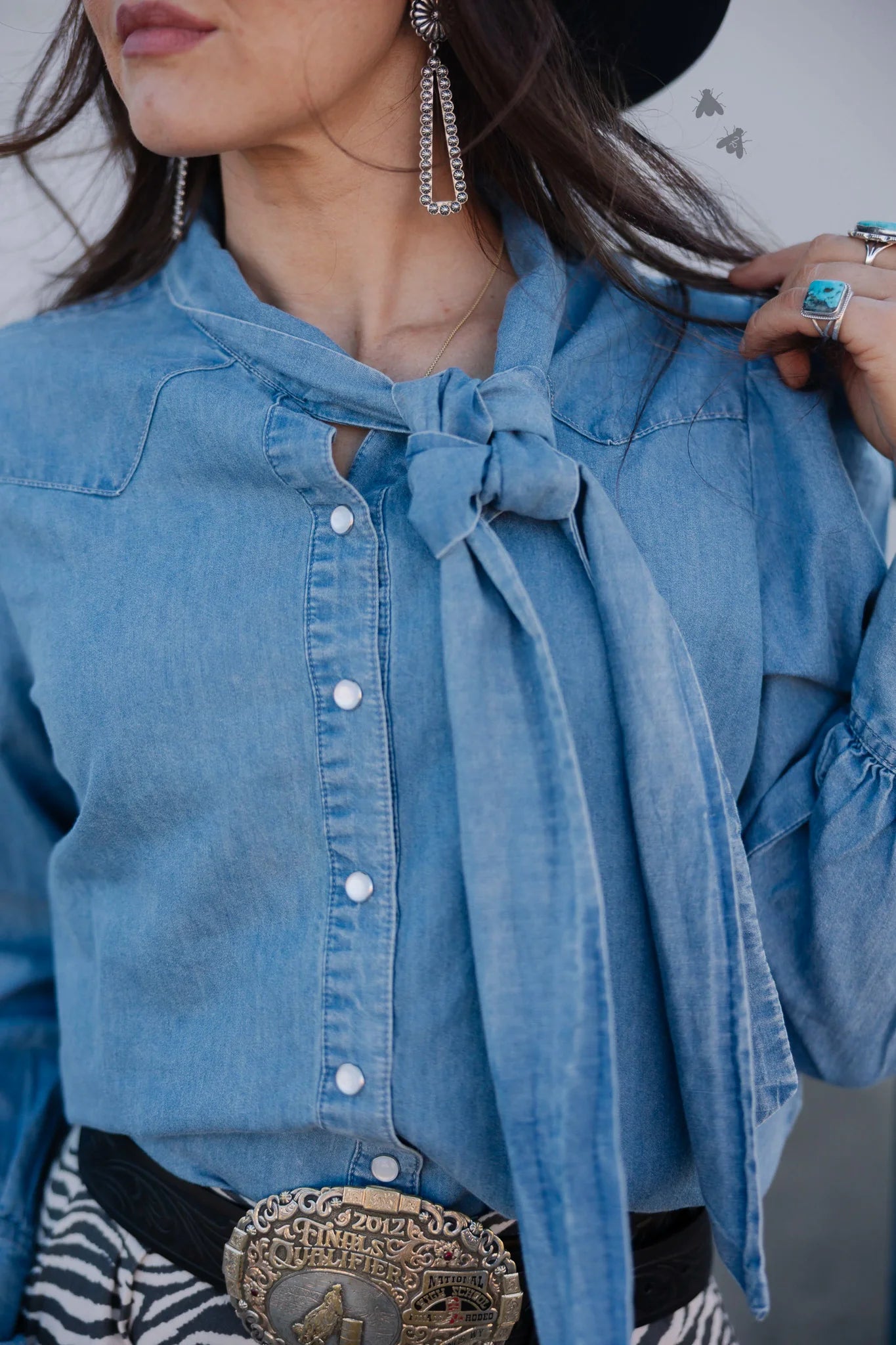Highway Blues Denim Tie Top