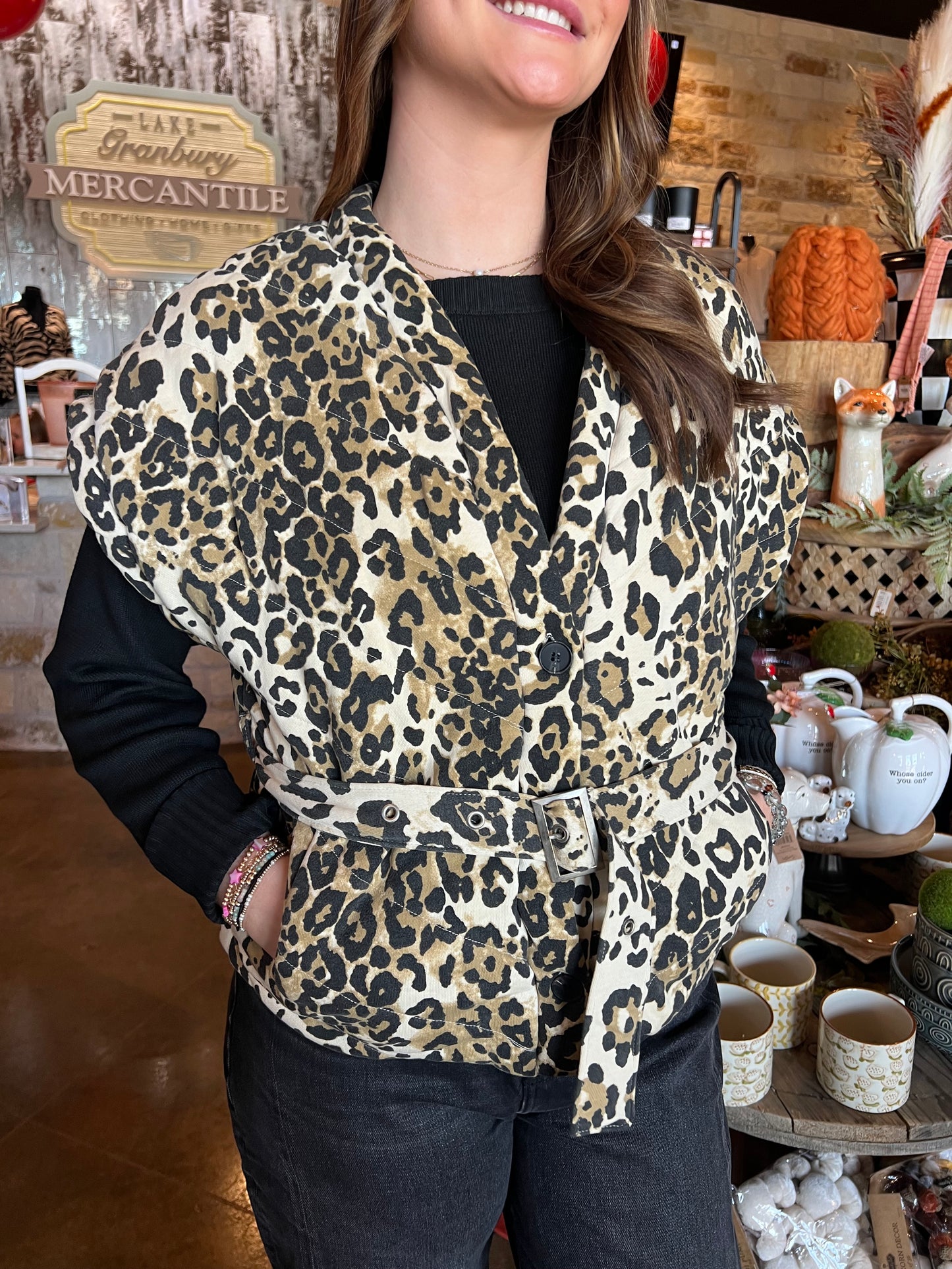 Leopard Puffer Vest