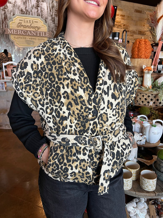 Leopard Puffer Vest