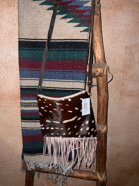 Cowhide & Italian Leather Fringe Crossbody