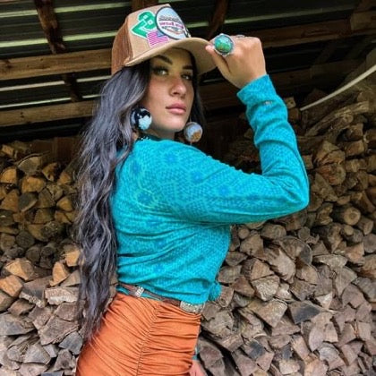 Turquoise Aztec Mesh