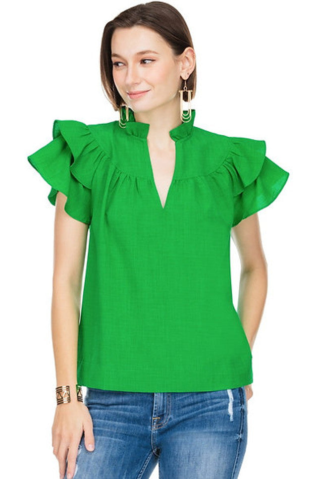 Green Joy Joy Ruffel Top