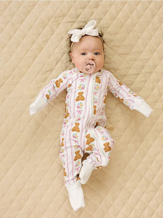 Bamboo Zip Romper- Honey Bear