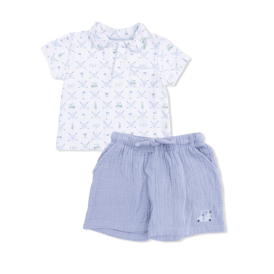 Golf Trellis Polo with Casual Shorts