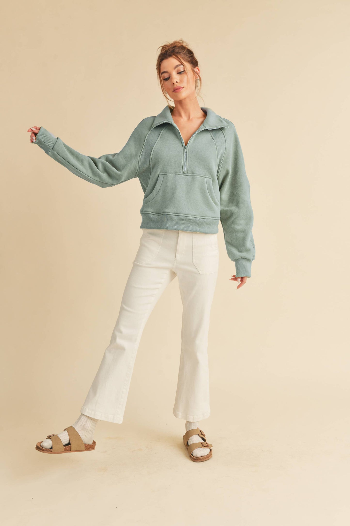 950CK Dove Funnel Neck Half Zip: S / Pullover / Lavender