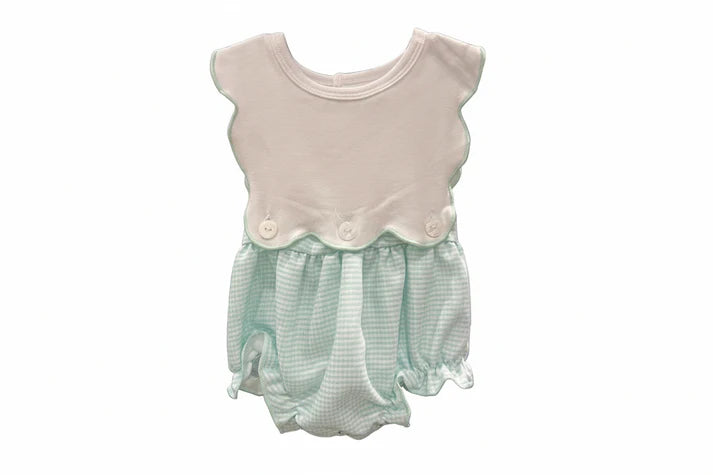 Girls Mint Green Gingham Bubble