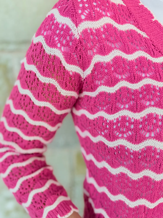Jodey Boho Striped Crochet Cardigan