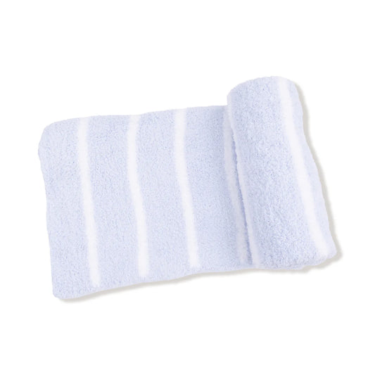 Light Blue & Ivory Stripe Stroller Blanket