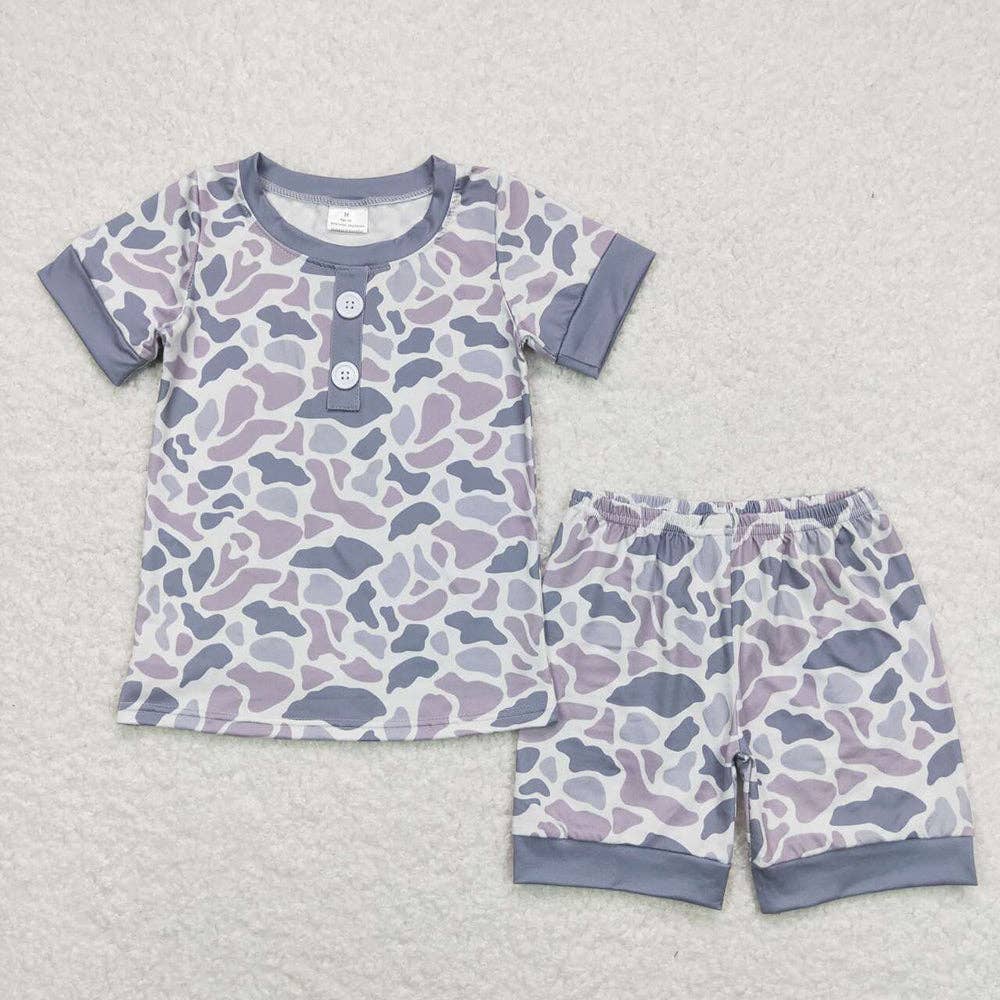 Baby Boys Camo Buttons Shirt Top Shorts Pajamas Clothes Sets: 5-6T