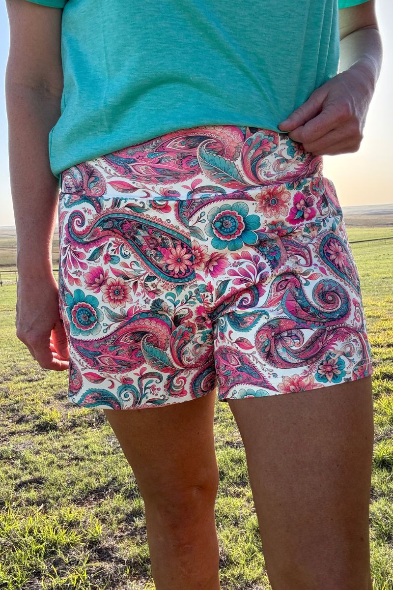 Pink Paisley Shorts