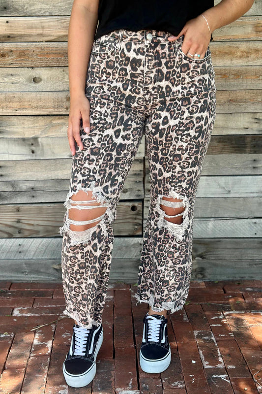 Leopard Distressed Denim
