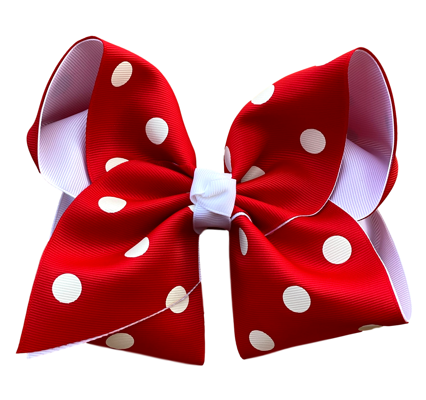 Red Polka Dot Layered Hair Bow: Alligator Clip / 5 inch