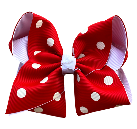 Red Polka Dot Layered Hair Bow: Alligator Clip / 5 inch