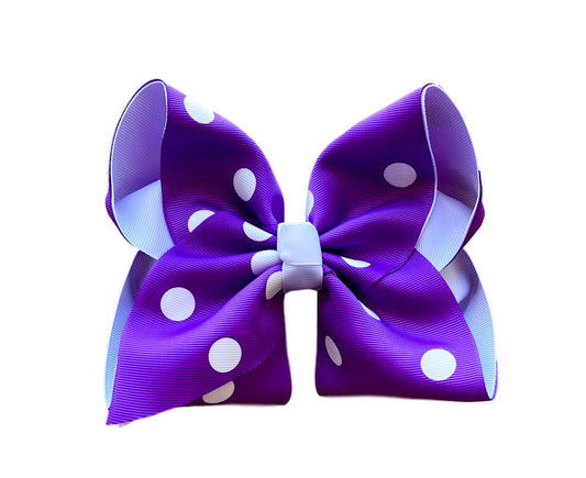 Purple Polka Dot Layered Hair Bow: Alligator Clip / 5 inch