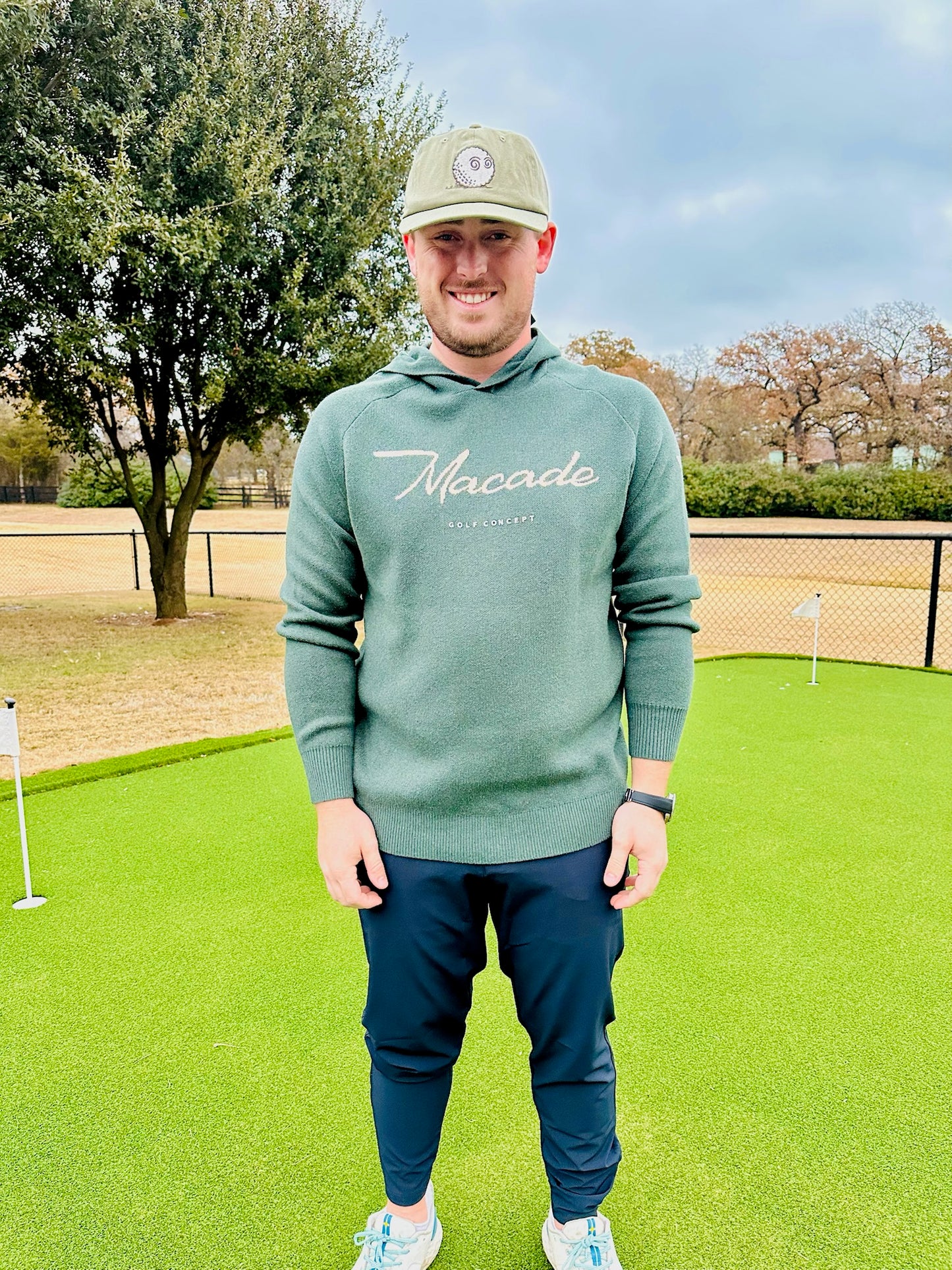 Mens Signature Knit Hoodie Green