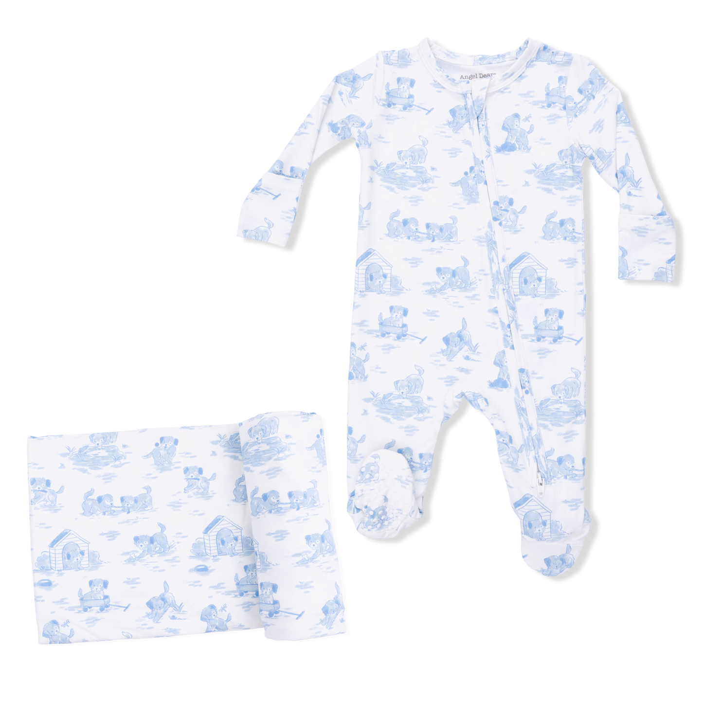 Puppy Toile Blue Footie