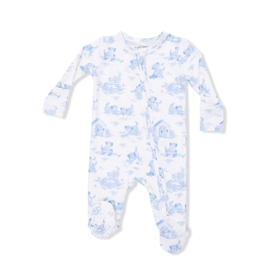 Puppy Toile Blue Footie