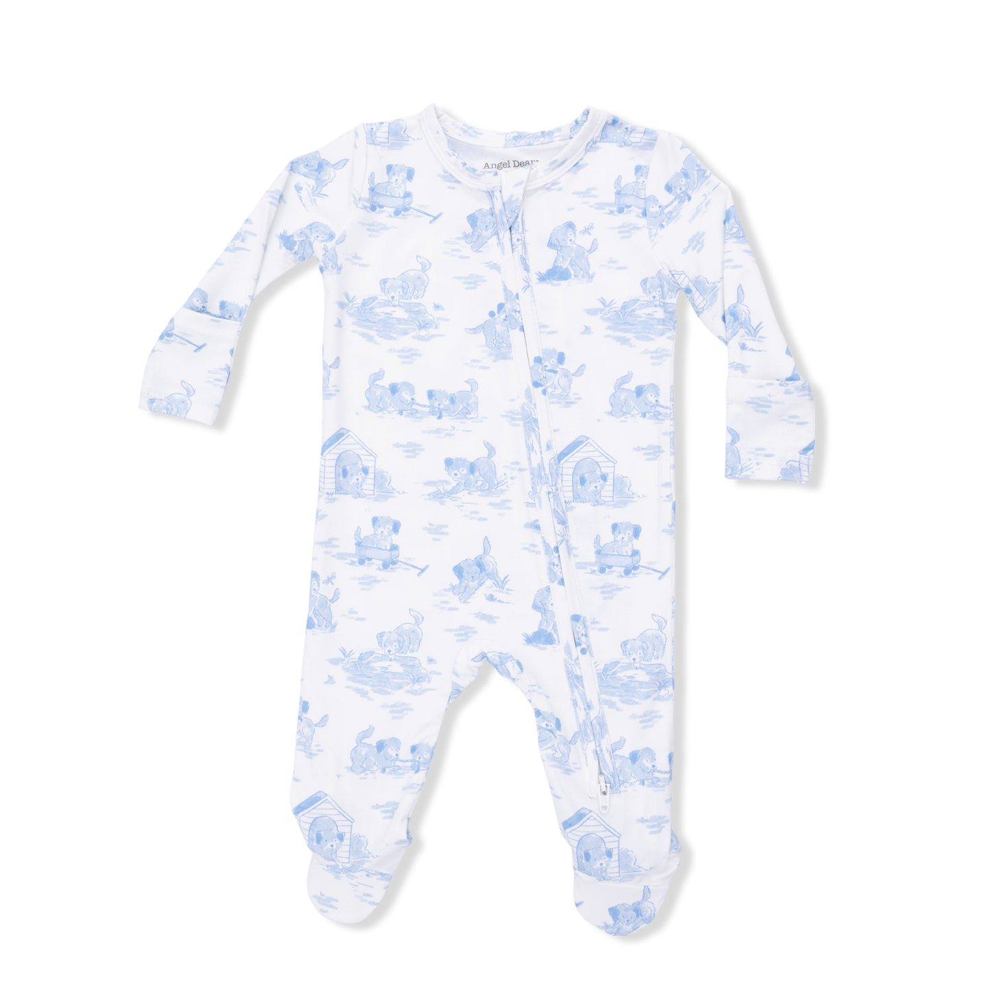 Puppy Toile Blue Footie