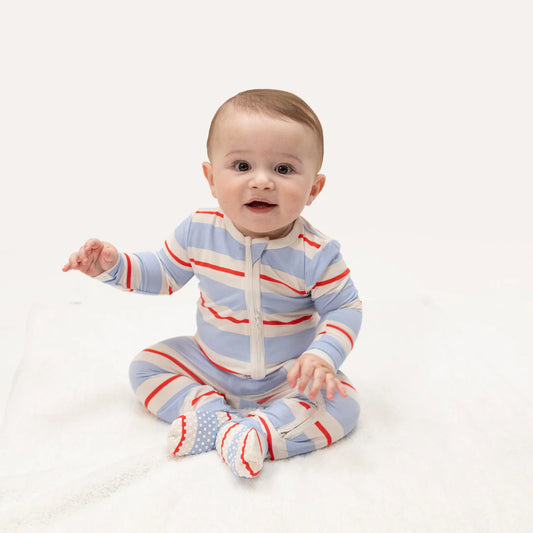 Preppy Rugby  2 Way Zipper Footie