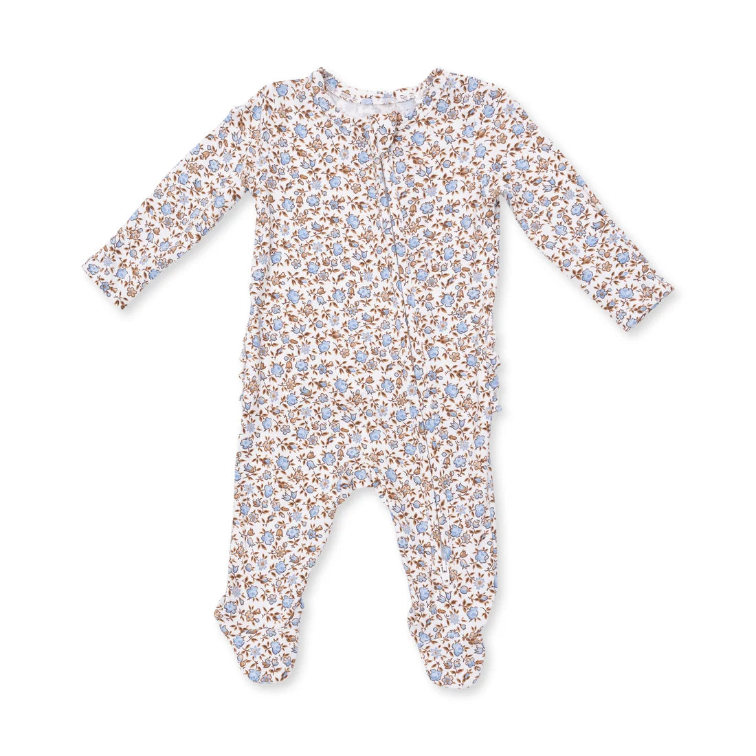 Hazel Floral  2 Way Ruffle Back Zipper Footie