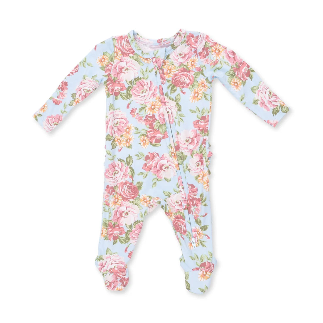 Angeline Floral  2 Way Ruffle Back Zipper Footie