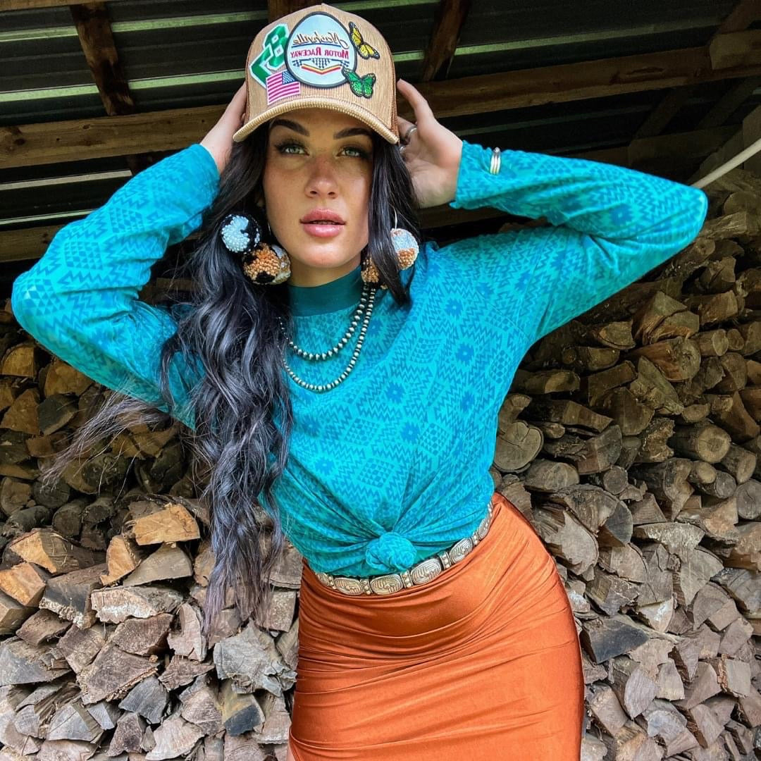 Turquoise Aztec Mesh